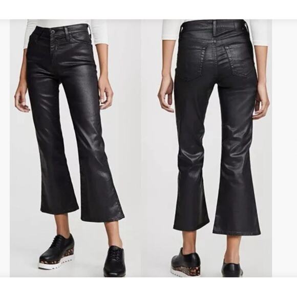 AG Adriano Goldschmied Quinne High Rise Faux Leather Black Jeans NWT Size 23 - Picture 2 of 9